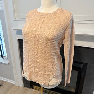 ✨ Very Moda: Blush Knit Sweater Blouse | Chiffon Hem | Size M